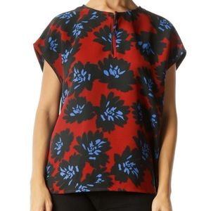 J. CREW Floral “Firework” Draped Cap Sleeve Top with Keyhole NWOT